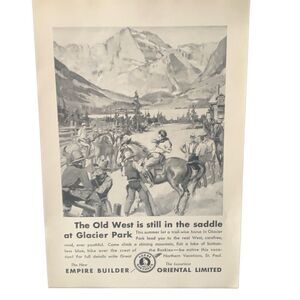 Vintage 1931 Great Northern Old West at Glacier Park Ad Advertisement